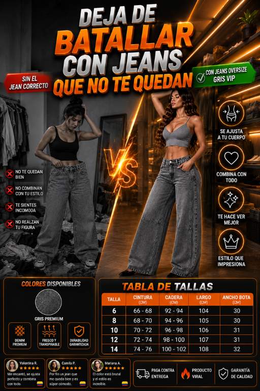 Jeans Oversize Gris™ Tela resistente, con una caída elegante y un acabado gris lavado que destaca.