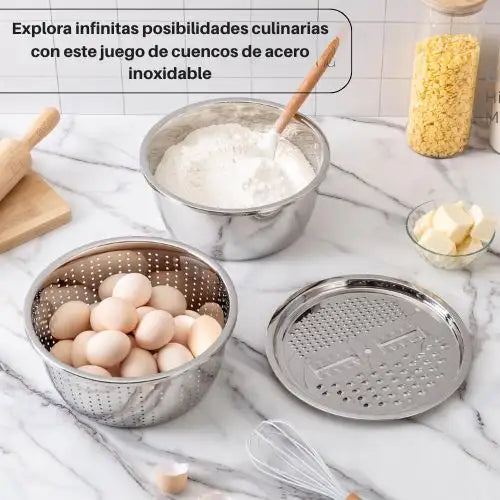 ChefMax® Bowl Set Cocina fácil, rápida Colador Y Rayador 🎁HOY 30% DCTO🎁