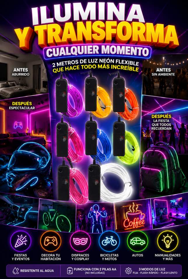 Cable LED Neón Flex™ | Transforma cualquier espacio con un efecto neón espectacular