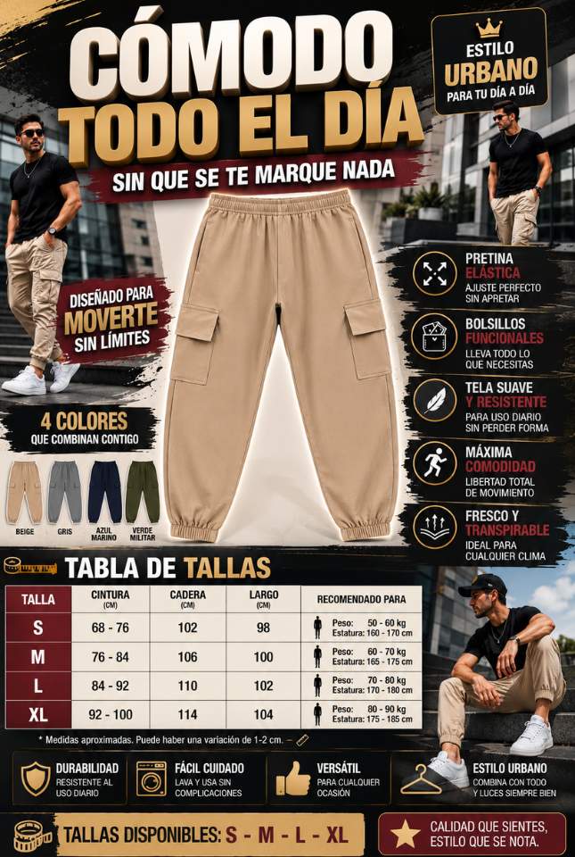 Cargo Jogger Flex™ – Muévete Cómodo Todo el Día Sin Sentirte Apretado