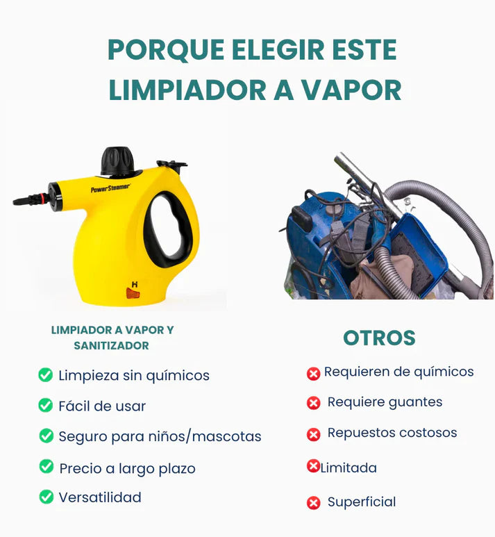 Vapower 9 en 1 Máquina a Vapor para Limpieza Multifuncional con 9 accesorios