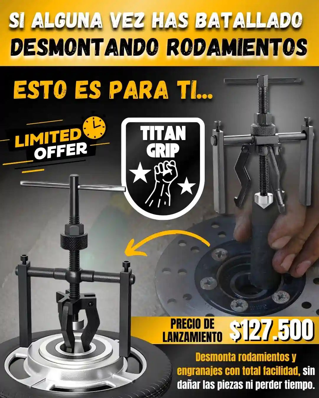 Extractor Rodamiento Interno Para Motos y carros TITAN GRIP