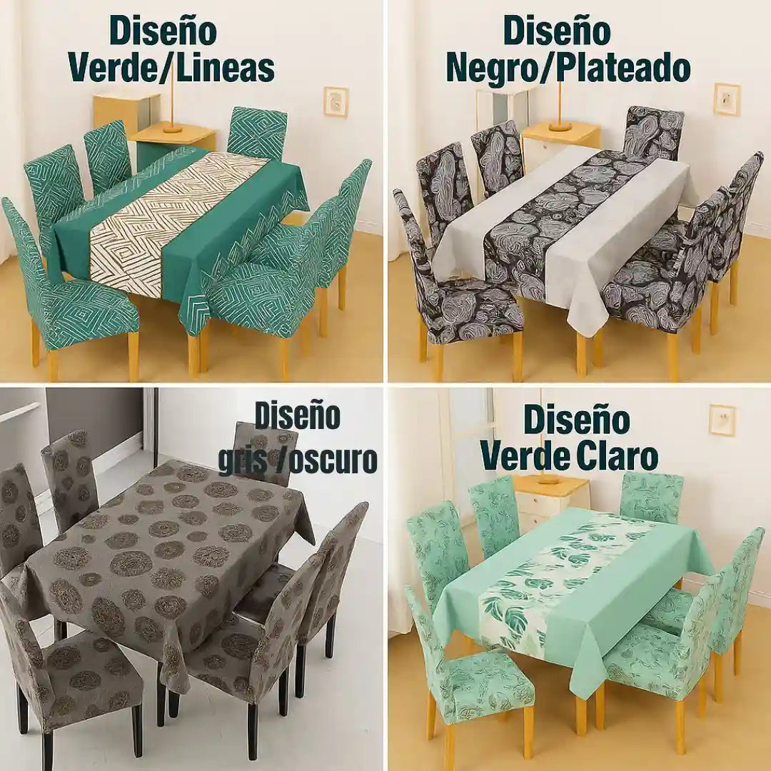 Set Mantel De Comedor +6 Fundas Sillas