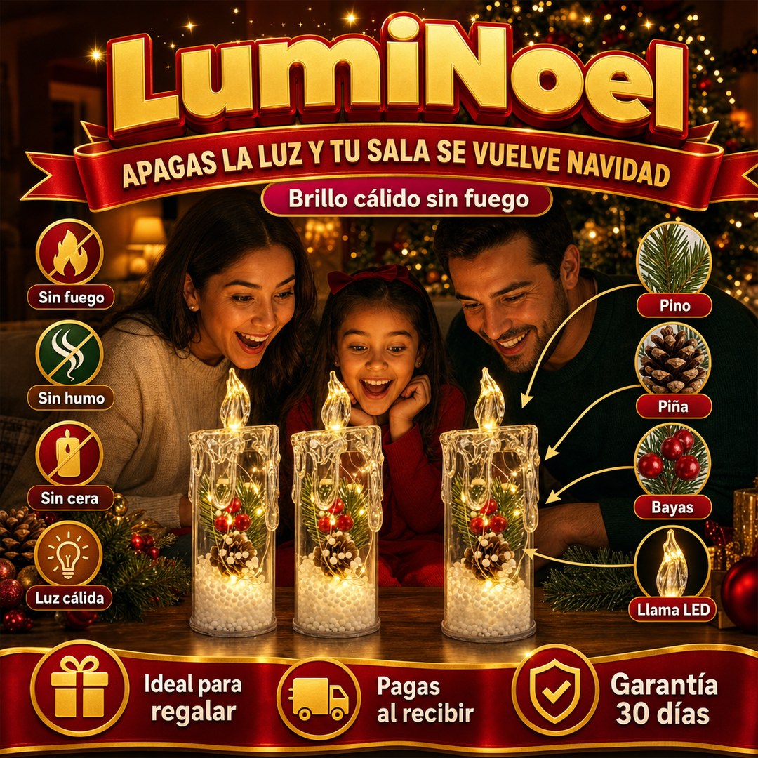 LumiNoel vela decorativa navideña LED