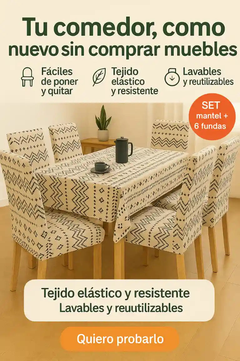 Set Mantel De Comedor +6 Fundas Sillas