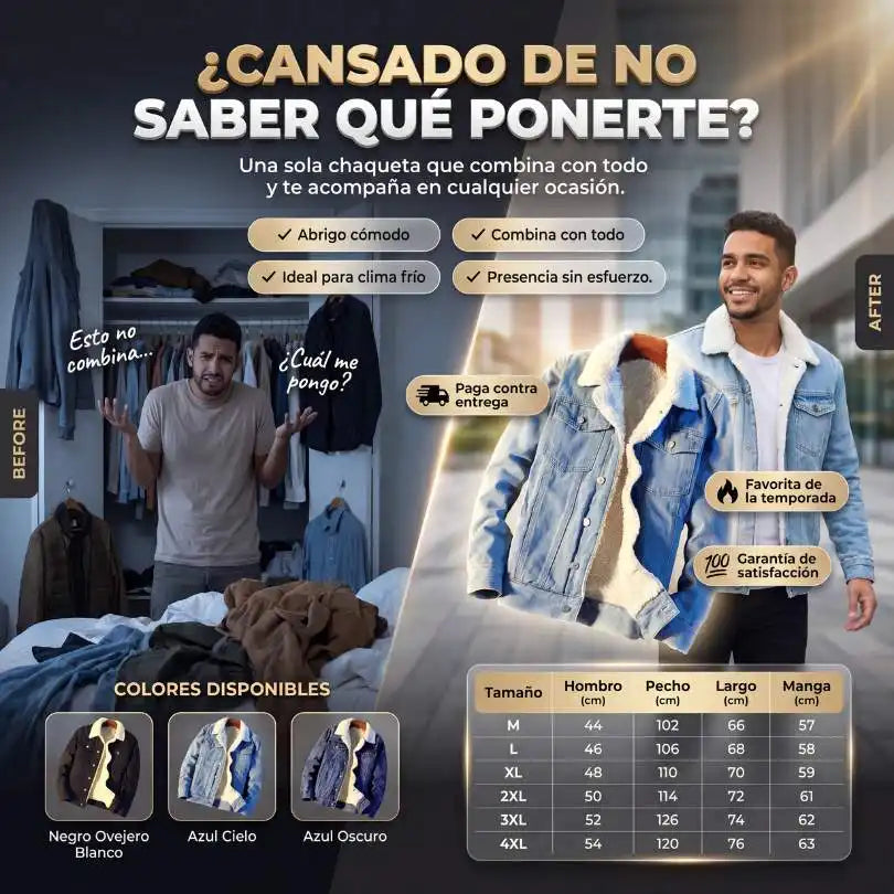 Chaqueta Jean Ovejero UrbanHeat™ ❄️ Abrigo ideal para clima frío