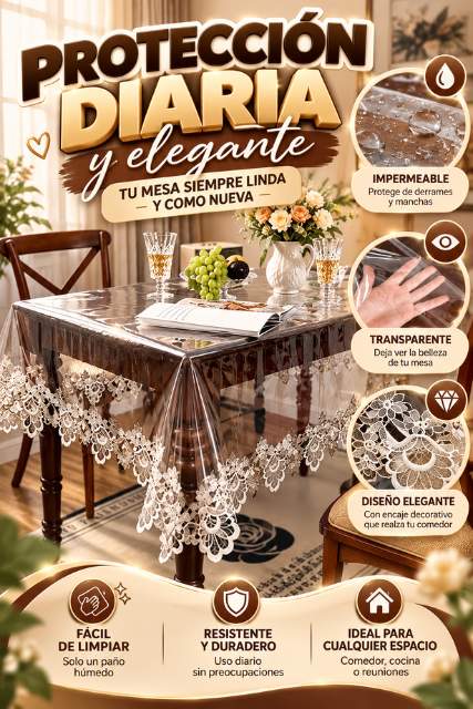 Mantel BellaMesa™ – Mantén tu Mesa Protegida, Limpia y Elegante