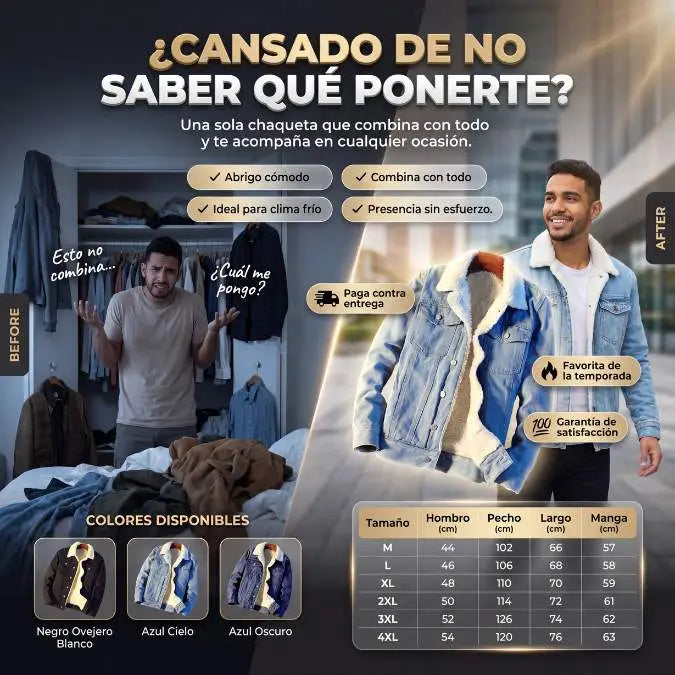 Chaqueta Jean Ovejero UrbanHeat™ ❄️ Abrigo ideal para clima frío