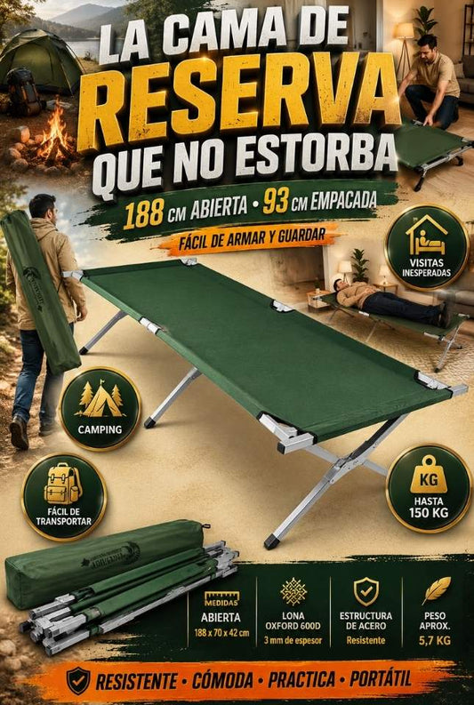 Catre Plegable Portátil – 150 KG Resistencia y descanso sin ocupar espacio de más
