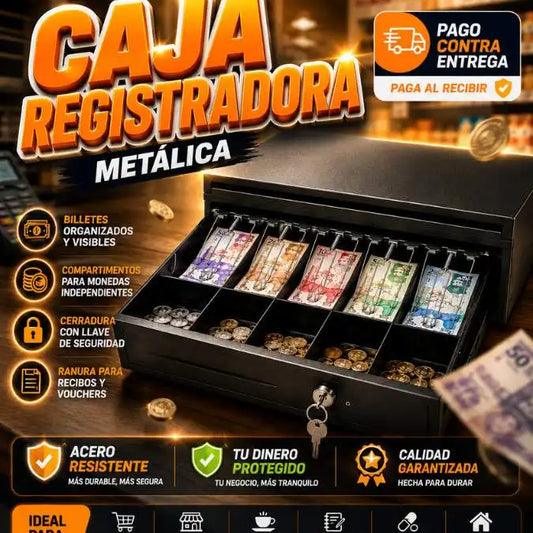 CAJA DE SEGURIDAD PARA NEGOCIOS Y HOGAR Mantén billetes, monedas y recibos siempre organizados.