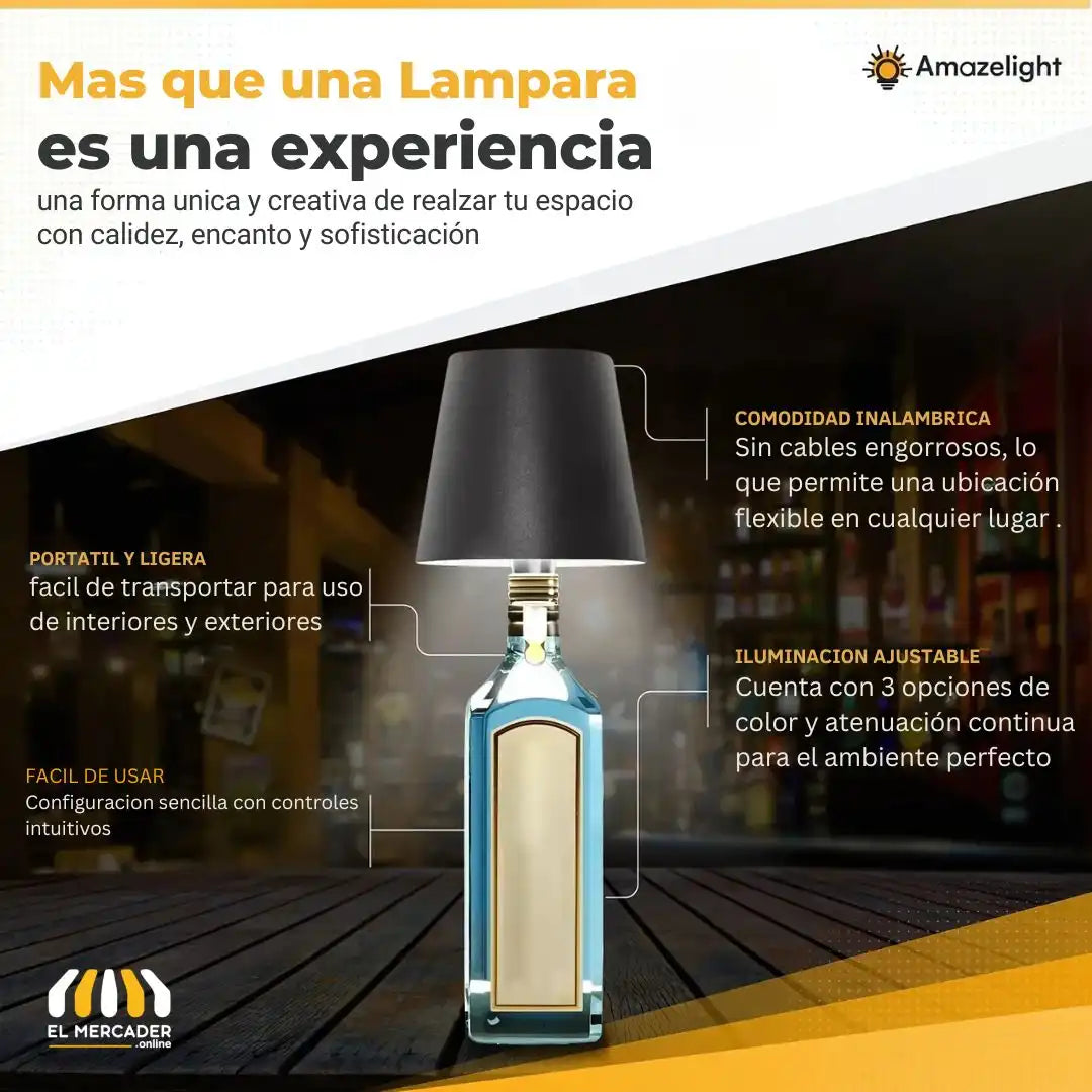 💡Lampara para botella💡La botella que ibas a botar, ahora puede iluminar tu rincón favorito.