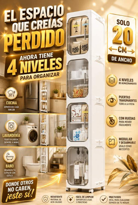 Gabinete Organizador Slim 4 Niveles – Más Orden en Solo 20 cm de Ancho