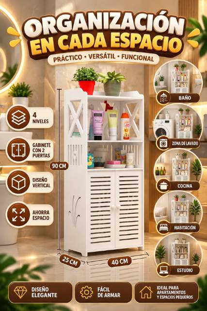Organizador Gabinete 4 Niveles – Más Orden y Espacio Sin Ocupar de Más