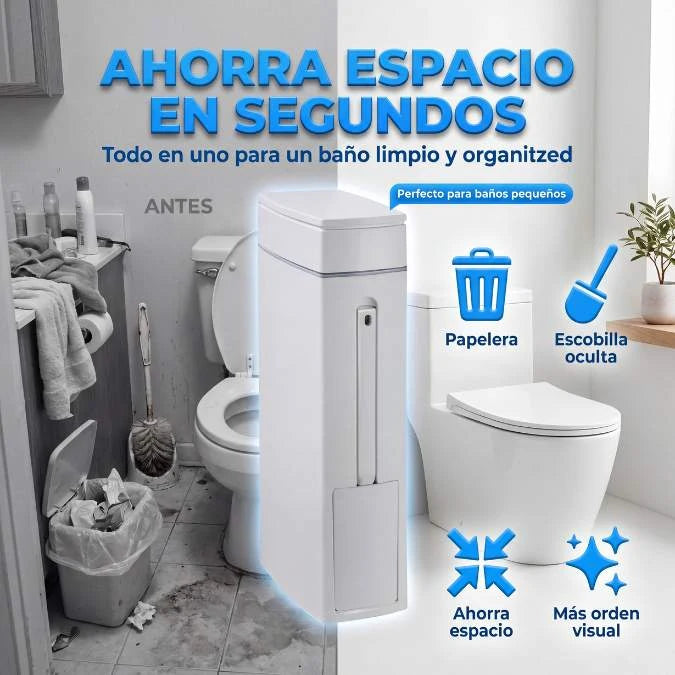 Papelera 2 en 1 con escobilla integrada 🧼 Convierte tu baño en un espacio inteligente en segundos🚽