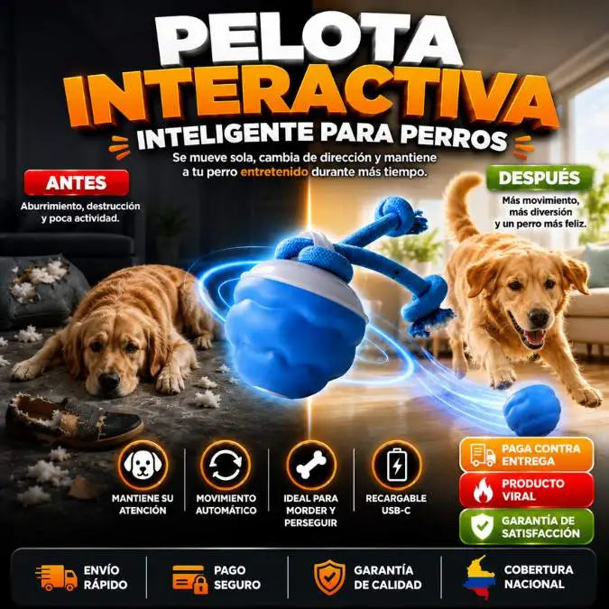 🐶 Pelota Interactiva para Perros - Mantiene a tu perro entretenido por más tiempo - Se mueve sola y despierta su curiosidad