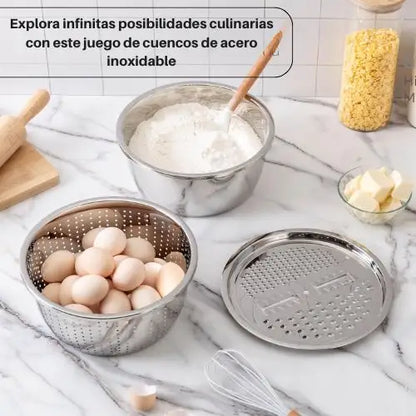 ChefMax® Bowl Set Cocina fácil, rápida  Colador Y Rayador 🎁HOY 30% DCTO🎁