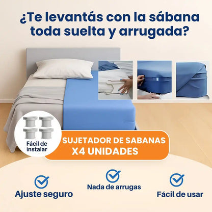SábanaFirme® PACK X 4 UND Tu sabana queda ajustada sin moverse ni un pelo🎁HOY 40% DCTO🎁
