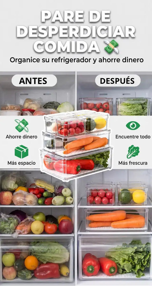 Set Organizadores de Nevera X7 UND– Más Espacio en Segundos 📦 Ordena, Ahorra y Conserva Mejor 💰 🔥