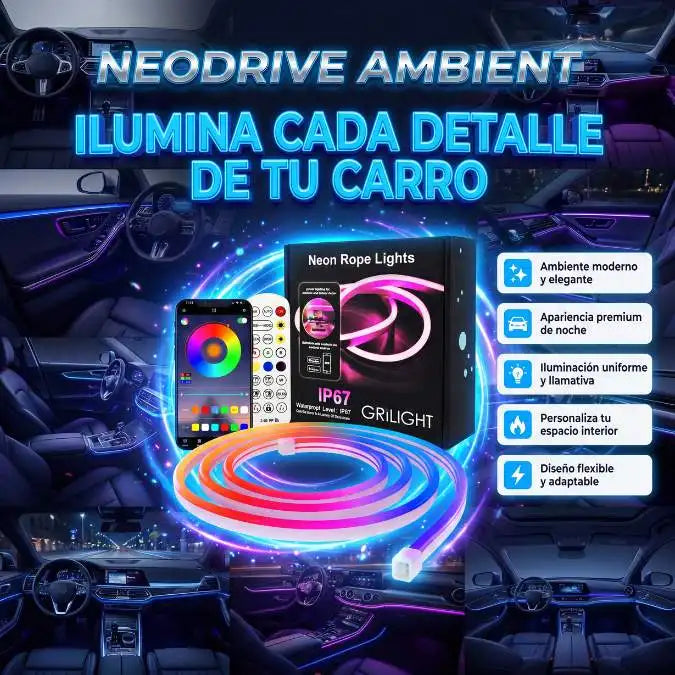 NeoDrive Ambient™ - Transforma el interior de tu vehículo con iluminación ambiental premium y un efecto visual que roba miradas.