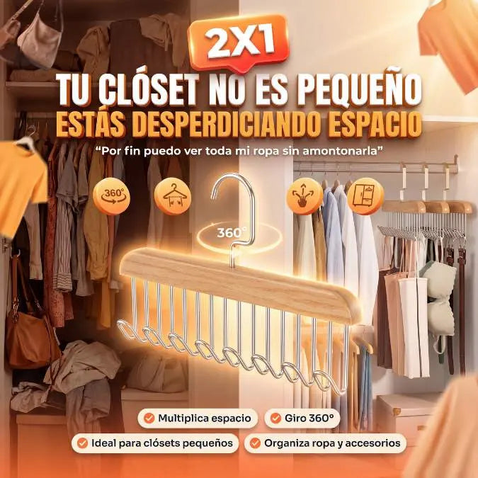 CLOSET360®️ — PAGA 1 Y LLEVA 2 — EL ORGANIZADOR 360° QUE HACE RENDIR TU CLÓSET– HAZ QUE UN CLÓSET PEQUEÑO SE SIENTA MÁS GRANDE