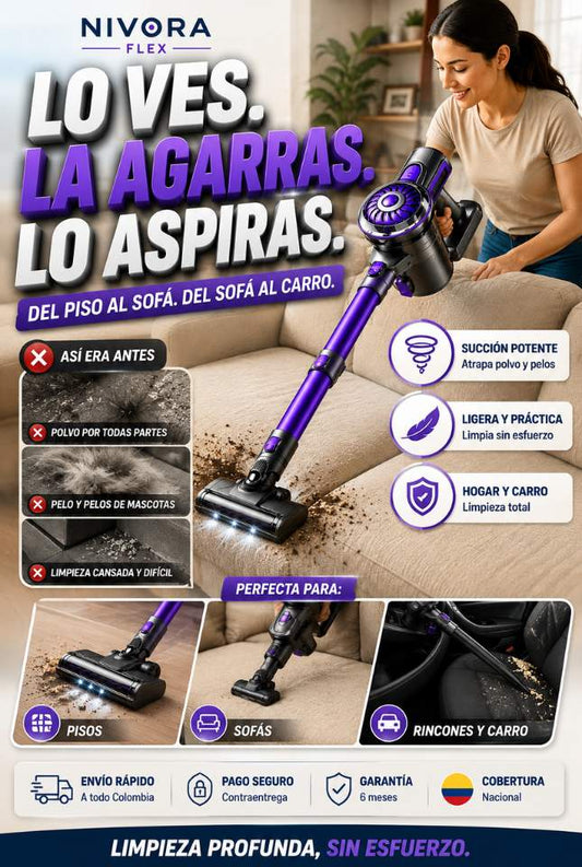 Aspiradora Inalámbrica 4 en 1 – Una sola solución para piso, sofá y carro