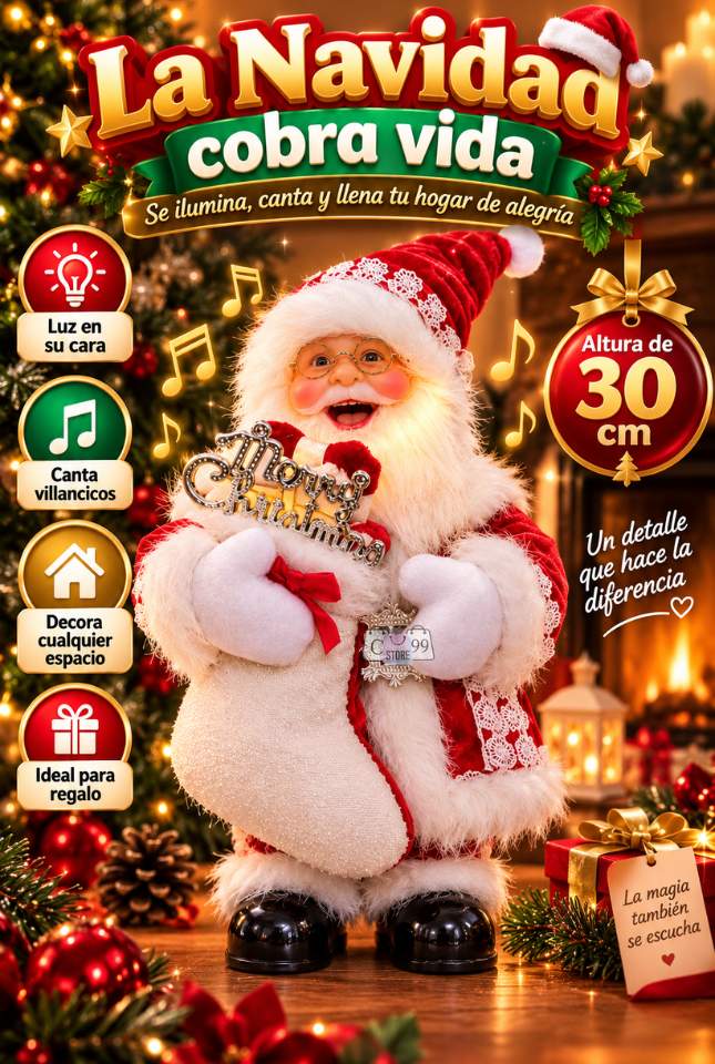Papá Noel Navideño – Con Luz y Música Haz más especial cada rincón