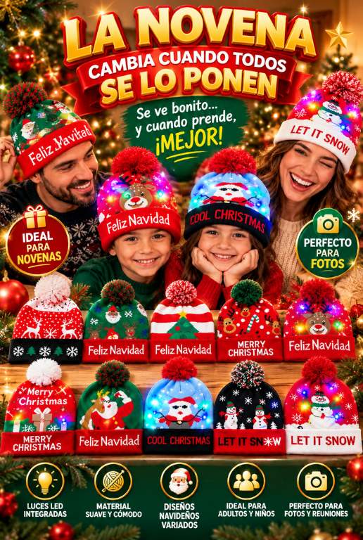 Gorro Navideño Novenaluz™ – Convierte cada reunión en un momento más divertido y memorable