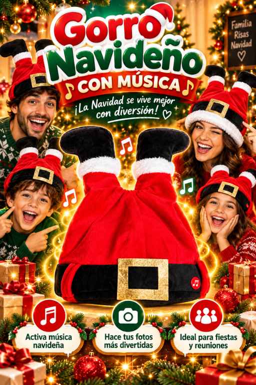 Gorro Navideño Musical – Haz que tus novenas sean inolvidables.