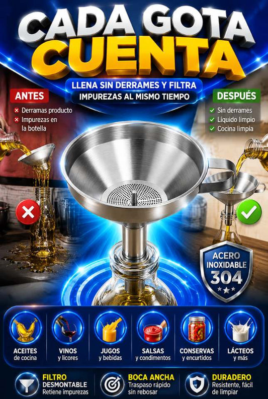 Embudo MaxFil™ Más limpieza, menos desperdicio en cada trasvase.