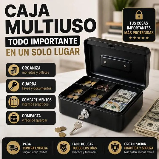 Caja Multiuso Segura — Ordena dinero, llaves y documentos