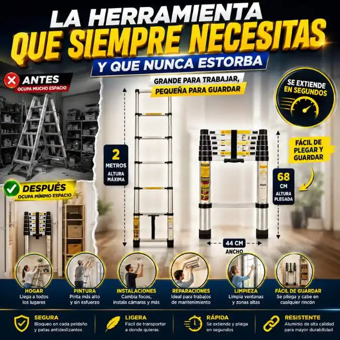 Escalera Portátil de 2 Metros™ 🏠 La herramienta que todo hogar debería tener