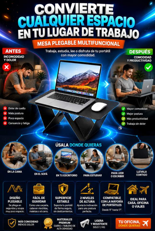 Mesa Plegable Multifuncional™ | Trabaja Cómodamente Desde Cualquier Lugar