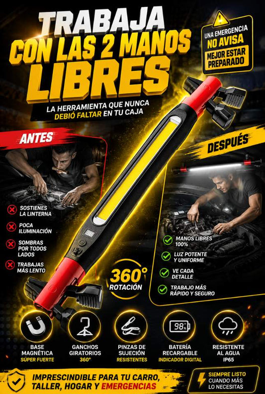 Barra Magnética LED Pro | Trabaja con las 2 manos libres y sin sombras