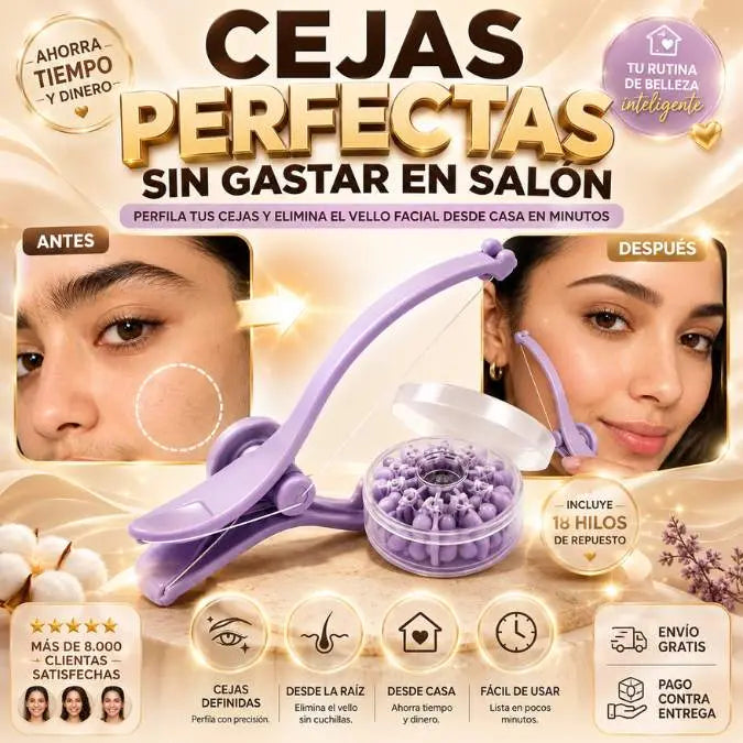 BrowLux™  Ideal para varias zonas del rostro ♻️ Reutilizable e incluye 18 hilos