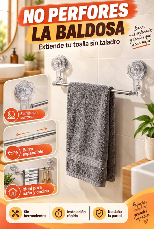 VentuBar™ – Toallero Extensible sin Taladro para Mantener tus Toallas Ordenadas