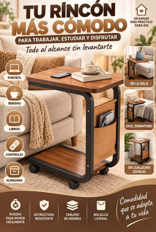Mesa Auxiliar Tipo C – Tu espacio de trabajo cómodo desde el sofá o la cama