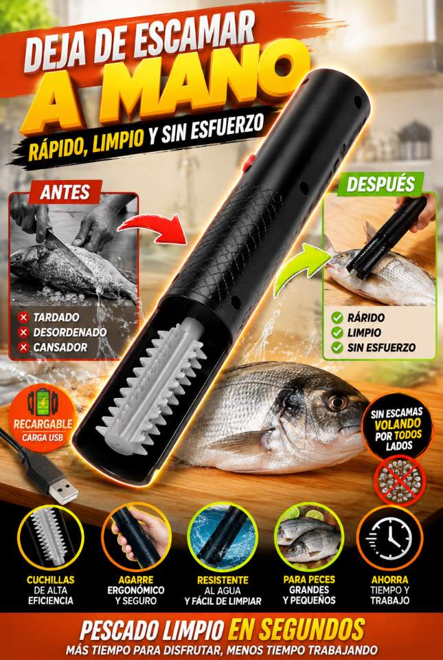 Desescamador Eléctrico Recargable – Deja de Escamar Pescado a Mano