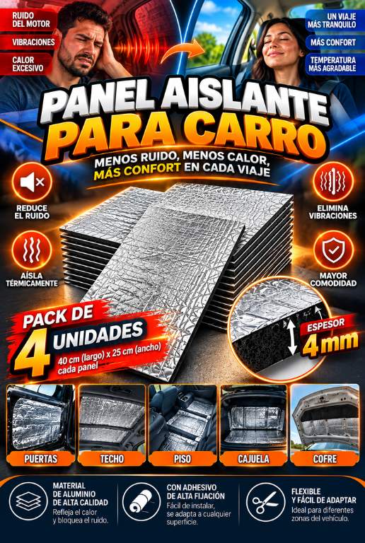 Panel Aislante Termoacústico para Carro – Menos Ruido, Menos Calor y Más Confort en Cada Viaje