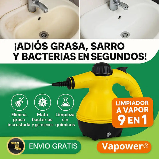 Vapower 9 en 1 Máquina a Vapor para Limpieza Multifuncional con 9 accesorios