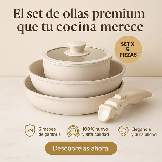 Set de Ollas Anti-adherentes con Mango Desmontable🎁HOY 40% DCTO🎁