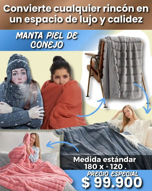 Fluffy Relax  Manta Piel de Conejo 🐇
