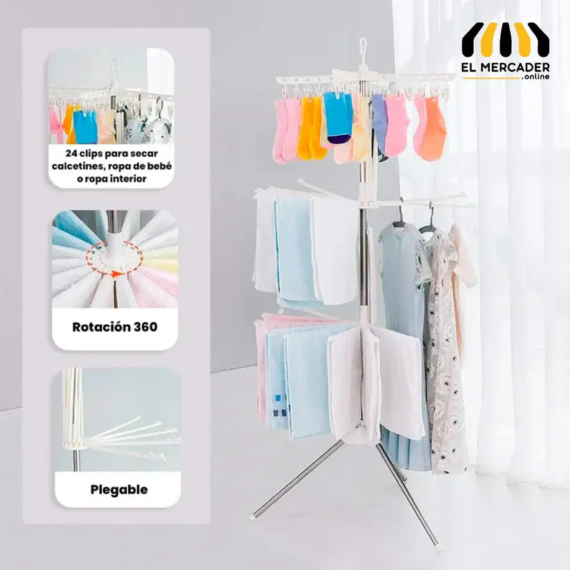 tendedero 🧦plegable 360- 3 Niveles de secado rápido