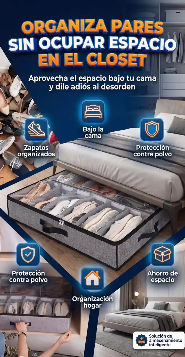 SpaceZap™ 12 Bajo Cama – Orden oculto inteligente 🔥 Llévalo hoy con 35% de descuento 🔥