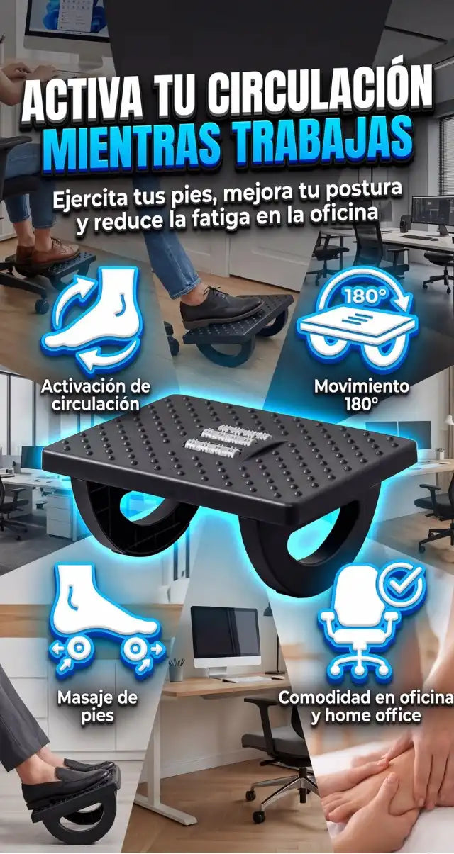 Reposapiés Ergonómico con Movimiento – Estimula la Circulación y Mejora tu Comodidad