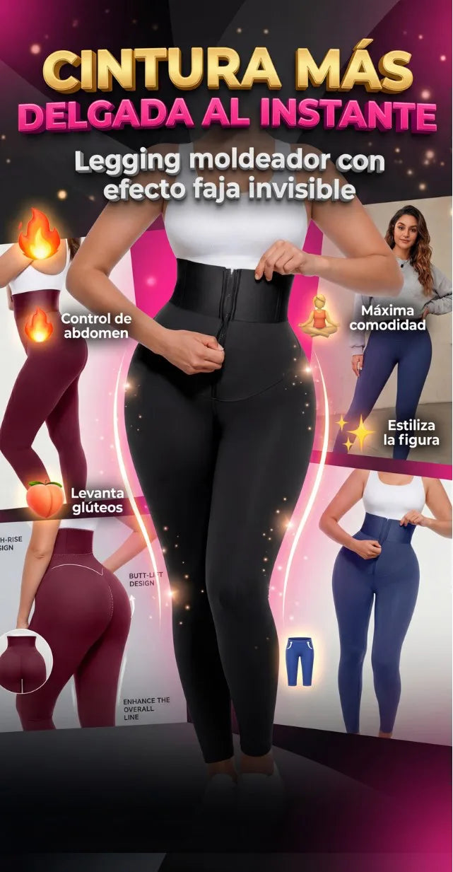 Leggings"Dile Adiós a los Bananitos: Leggings con Compresión Total 360"Tiro Alto