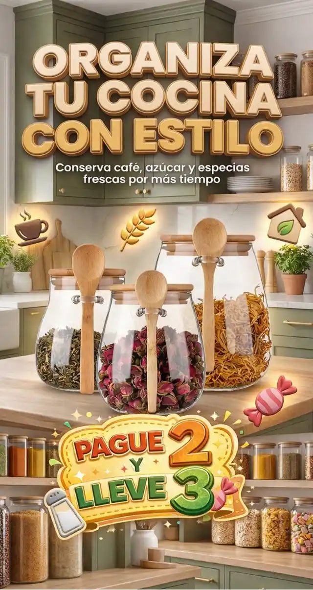 Organiza tu Cocina y Conserva tus Alimentos Frescos | Frascos Herméticos paga 2 y lleva 3