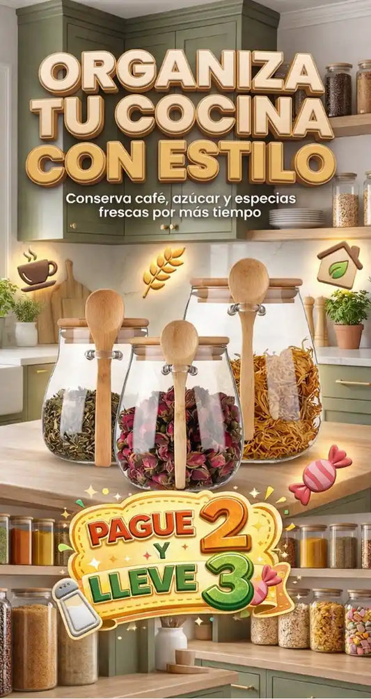 Organiza tu Cocina y Conserva tus Alimentos Frescos | Frascos Herméticos paga 2 y lleva 3