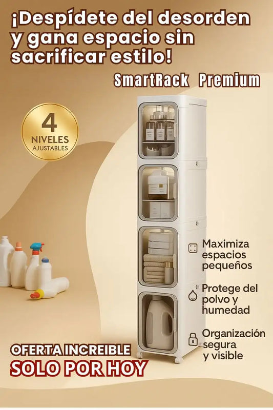 SmartRack 4 Nieveles ✅Material POLICARBONATO (ABS) TAMAÑO;👉 Ancho (20.cm)👉 Alto (1.30cm)👉 Fondo (33.cm)