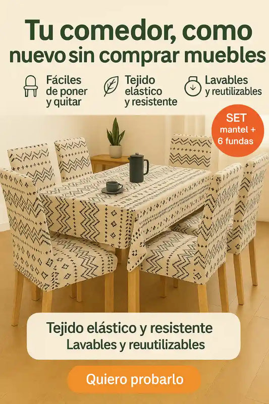 Set Mantel De Comedor +6 Fundas Sillas